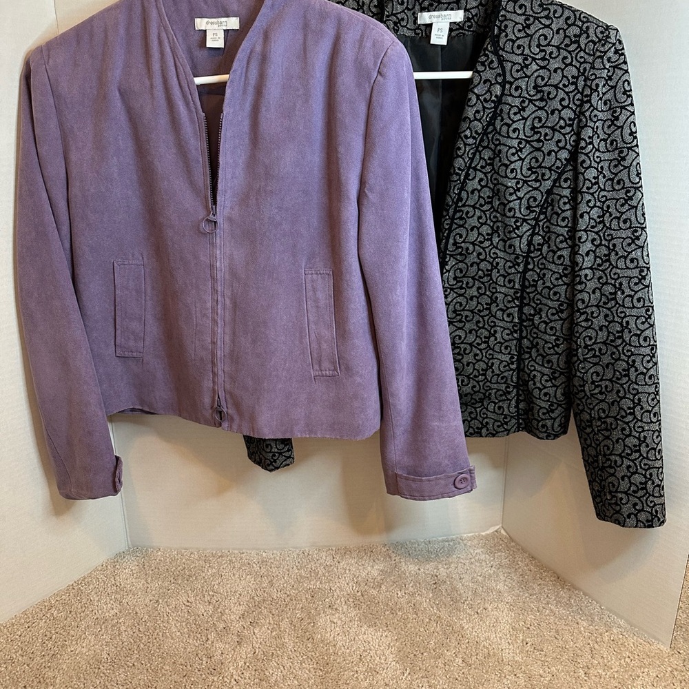 2 Vintage Dressbarn Purple and Black Women's Blazer size SP, Good Condition